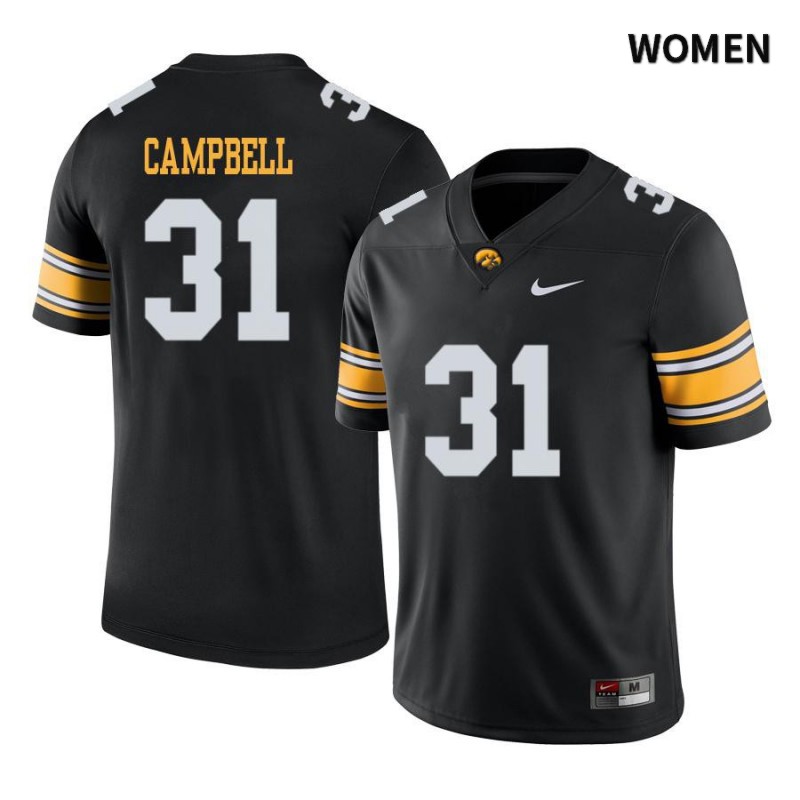 Women's Iowa Hawkeyes NCAA #31 Jack Campbell Black Authentic Nike Alumni Stitched College Football Jersey FB34V17ZE